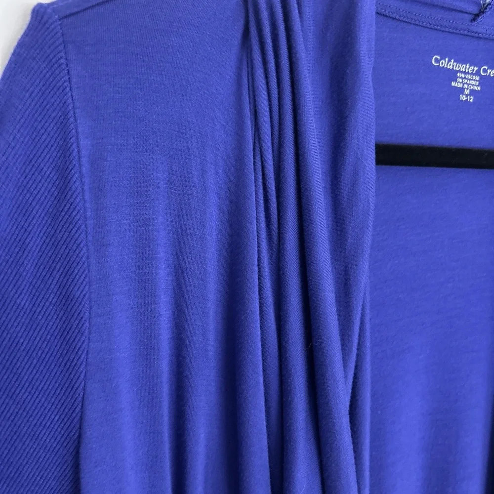 Coldwater‎ Creek Women's M Royal Blue Long Sleeve Waterfall Drape Cardigan Light